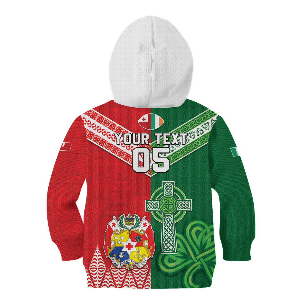 Tonga Ireland Rugby Custom Kid Hoodie Ikale Tahi With Shamrocks Together
