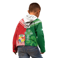 Tonga Ireland Rugby Custom Kid Hoodie Ikale Tahi With Shamrocks Together