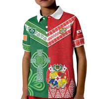 Tonga Ireland Rugby Custom Kid Polo Shirt Ikale Tahi With Shamrocks Together