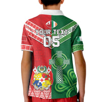 Tonga Ireland Rugby Custom Kid Polo Shirt Ikale Tahi With Shamrocks Together