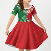 Tonga Ireland Rugby Custom Kid Short Sleeve Dress Ikale Tahi With Shamrocks Together