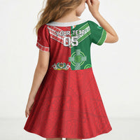 Tonga Ireland Rugby Custom Kid Short Sleeve Dress Ikale Tahi With Shamrocks Together