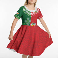 Tonga Ireland Rugby Custom Kid Short Sleeve Dress Ikale Tahi With Shamrocks Together