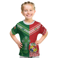 Tonga Ireland Rugby Custom Kid T Shirt Ikale Tahi With Shamrocks Together