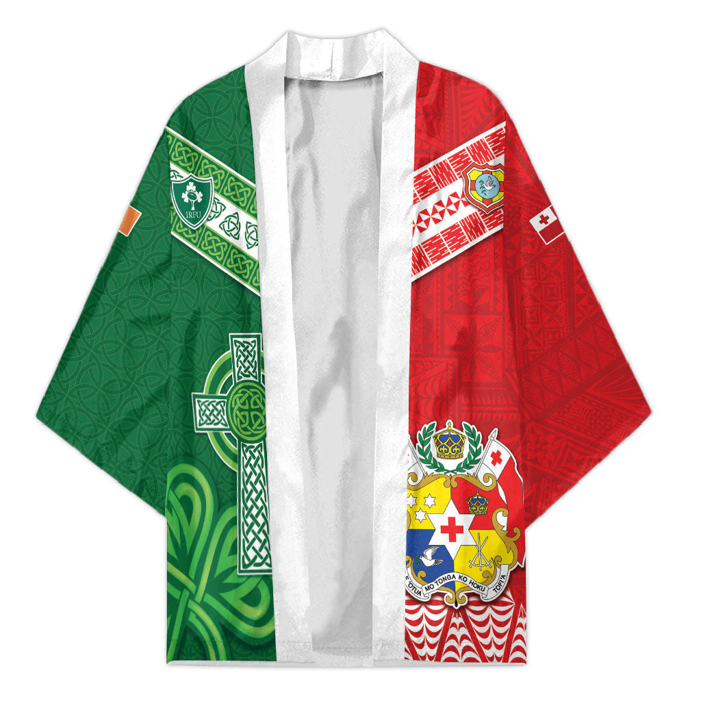 Tonga Ireland Rugby Custom Kimono Ikale Tahi With Shamrocks Together