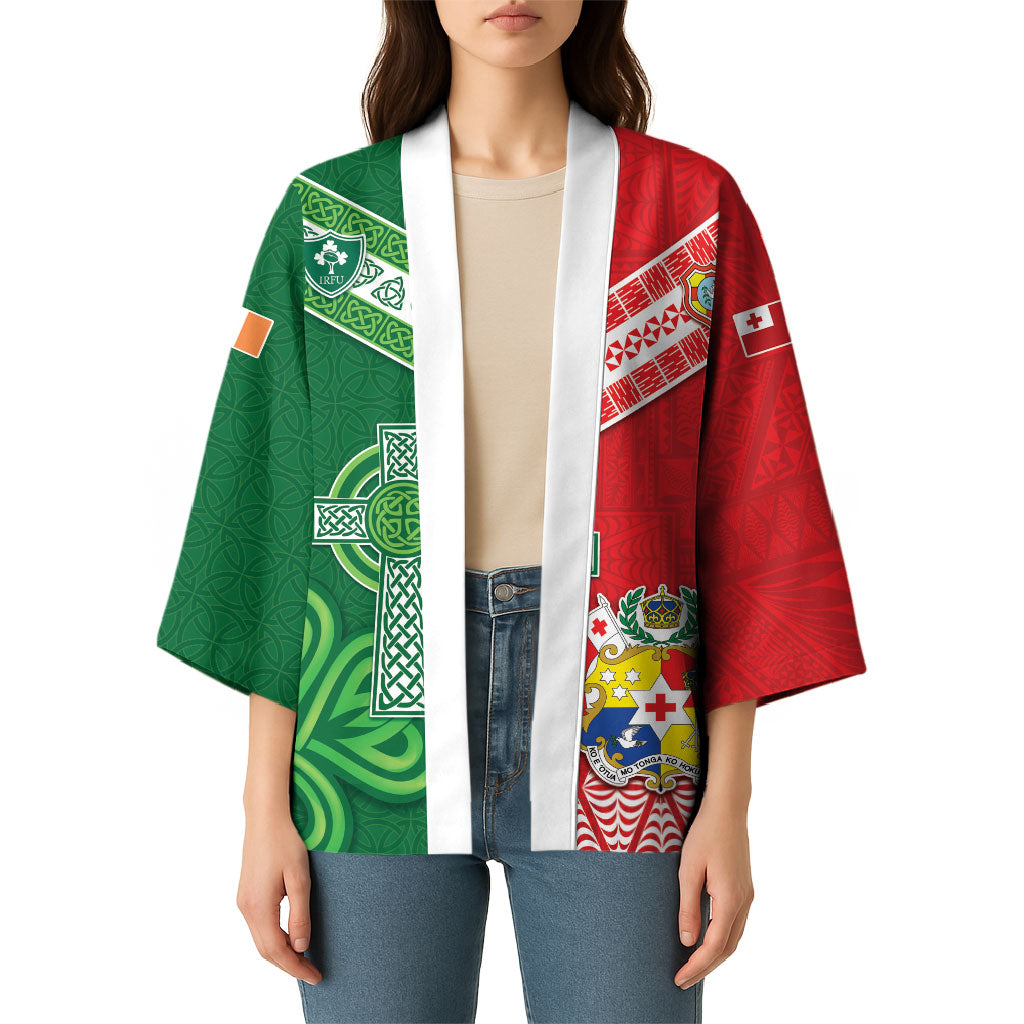 Tonga Ireland Rugby Custom Kimono Ikale Tahi With Shamrocks Together