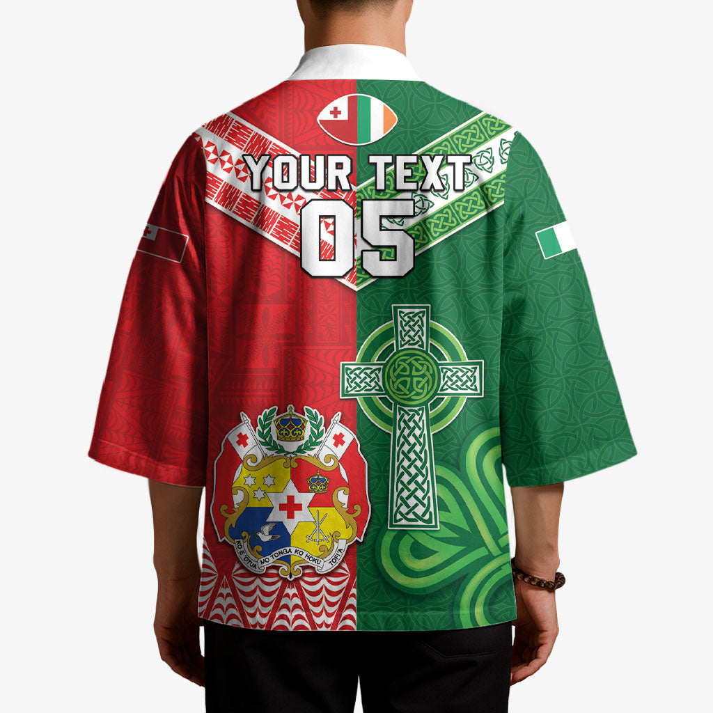 Tonga Ireland Rugby Custom Kimono Ikale Tahi With Shamrocks Together