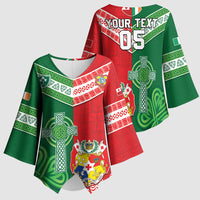 Tonga Ireland Rugby Custom Kimono Sleeve Blouse Ikale Tahi With Shamrocks Together