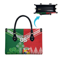 Tonga Ireland Rugby Custom Leather Bag Ikale Tahi With Shamrocks Together