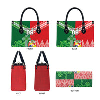 Tonga Ireland Rugby Custom Leather Bag Ikale Tahi With Shamrocks Together