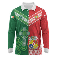 Tonga Ireland Rugby Custom Long Sleeve Polo Shirt Ikale Tahi With Shamrocks Together