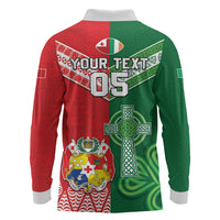 Tonga Ireland Rugby Custom Long Sleeve Polo Shirt Ikale Tahi With Shamrocks Together