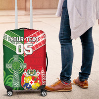 Tonga Ireland Rugby Custom Luggage Cover Ikale Tahi With Shamrocks Together