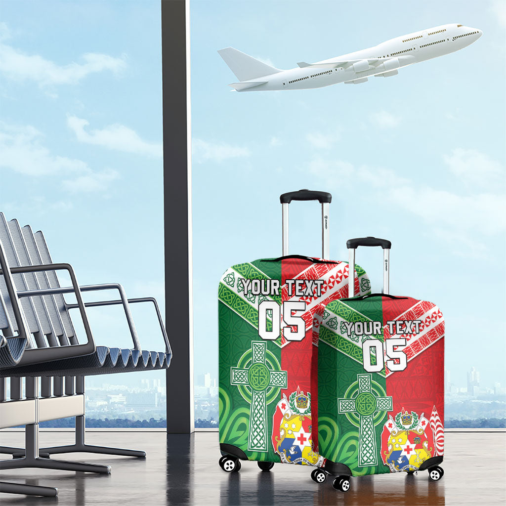 Tonga Ireland Rugby Custom Luggage Cover Ikale Tahi With Shamrocks Together
