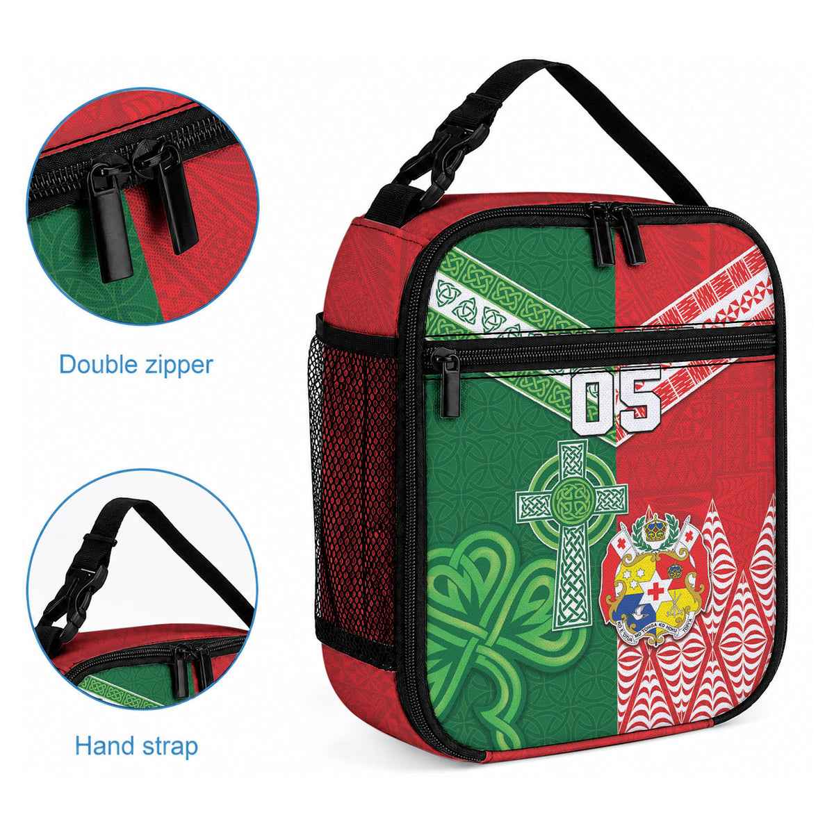 Tonga Ireland Rugby Custom Lunch Bag Ikale Tahi With Shamrocks Together