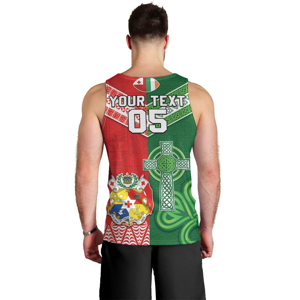 Tonga Ireland Rugby Custom Men Tank Top Ikale Tahi With Shamrocks Together