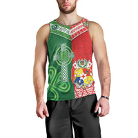 Tonga Ireland Rugby Custom Men Tank Top Ikale Tahi With Shamrocks Together