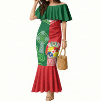Tonga Ireland Rugby Custom Mermaid Dress Ikale Tahi With Shamrocks Together