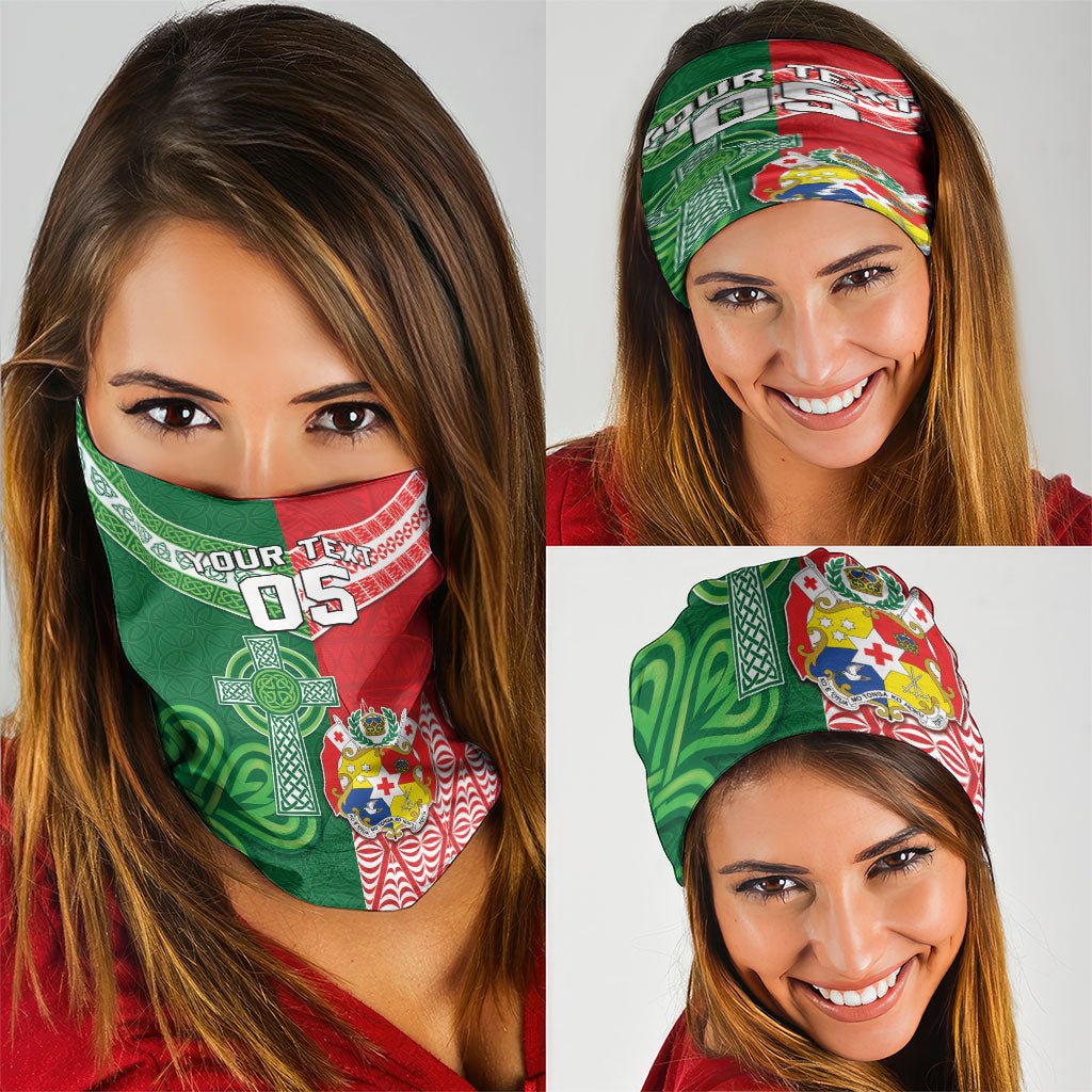 Tonga Ireland Rugby Custom Neck Gaiter Ikale Tahi With Shamrocks Together