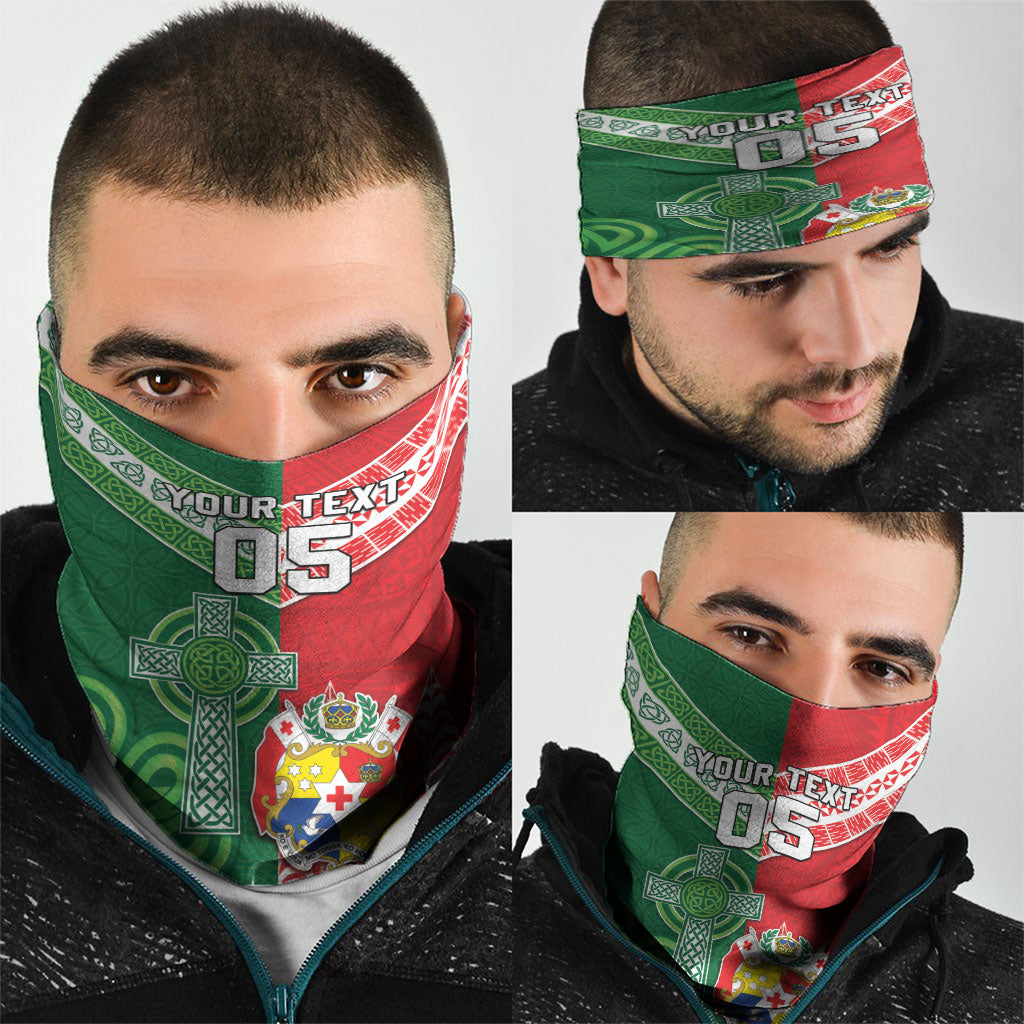 Tonga Ireland Rugby Custom Neck Gaiter Ikale Tahi With Shamrocks Together