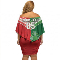 Tonga Ireland Rugby Custom Off Shoulder Short Dress Ikale Tahi With Shamrocks Together