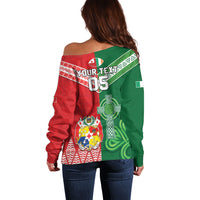 Tonga Ireland Rugby Custom Off Shoulder Sweater Ikale Tahi With Shamrocks Together