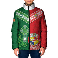 Tonga Ireland Rugby Custom Padded Jacket Ikale Tahi With Shamrocks Together
