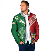 Tonga Ireland Rugby Custom Padded Jacket Ikale Tahi With Shamrocks Together