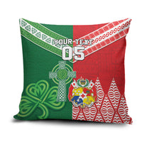 Tonga Ireland Rugby Custom Pillow Cover Ikale Tahi With Shamrocks Together