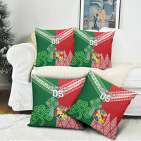 Tonga Ireland Rugby Custom Pillow Cover Ikale Tahi With Shamrocks Together