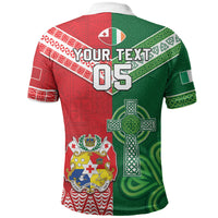 Tonga Ireland Rugby Custom Polo Shirt Ikale Tahi With Shamrocks Together