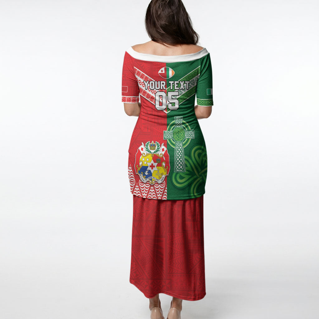 Tonga Ireland Rugby Custom Puletasi Ikale Tahi With Shamrocks Together