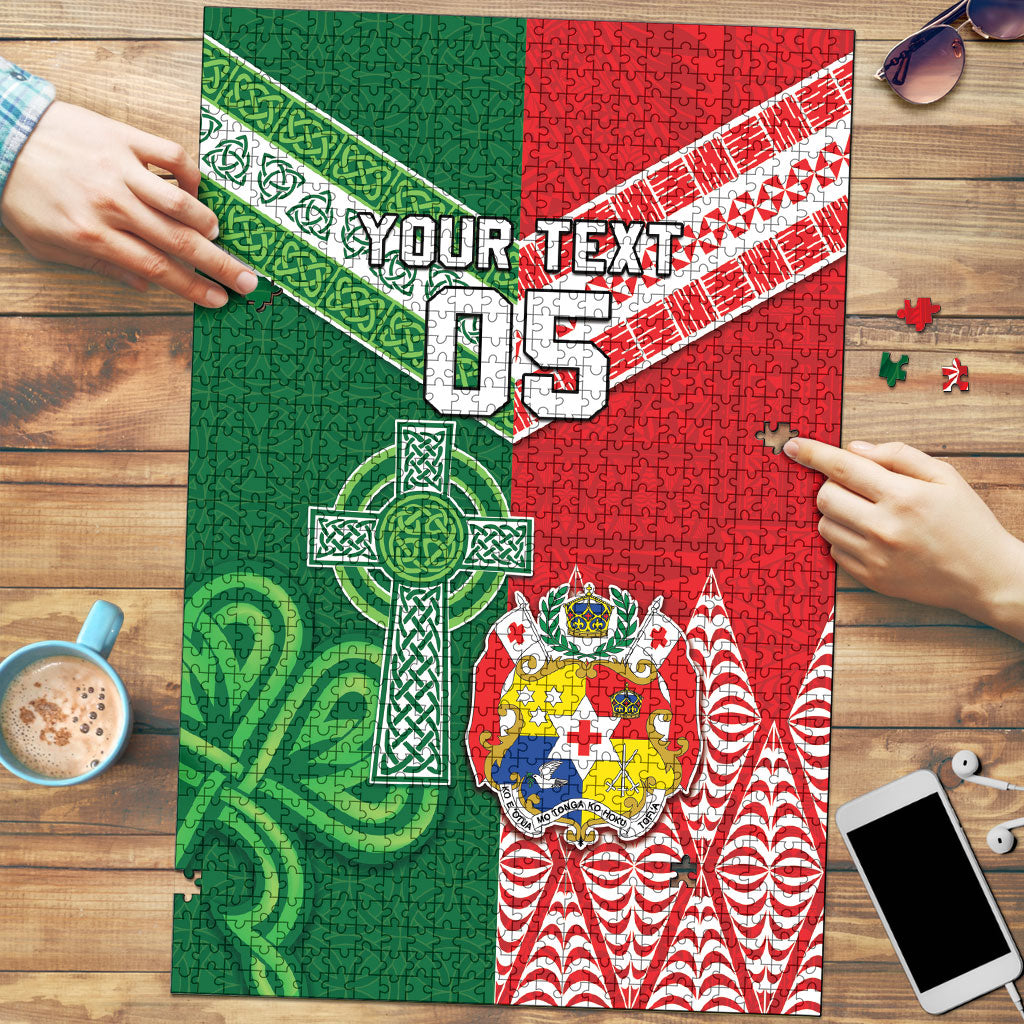 Tonga Ireland Rugby Custom Puzzle Ikale Tahi With Shamrocks Together