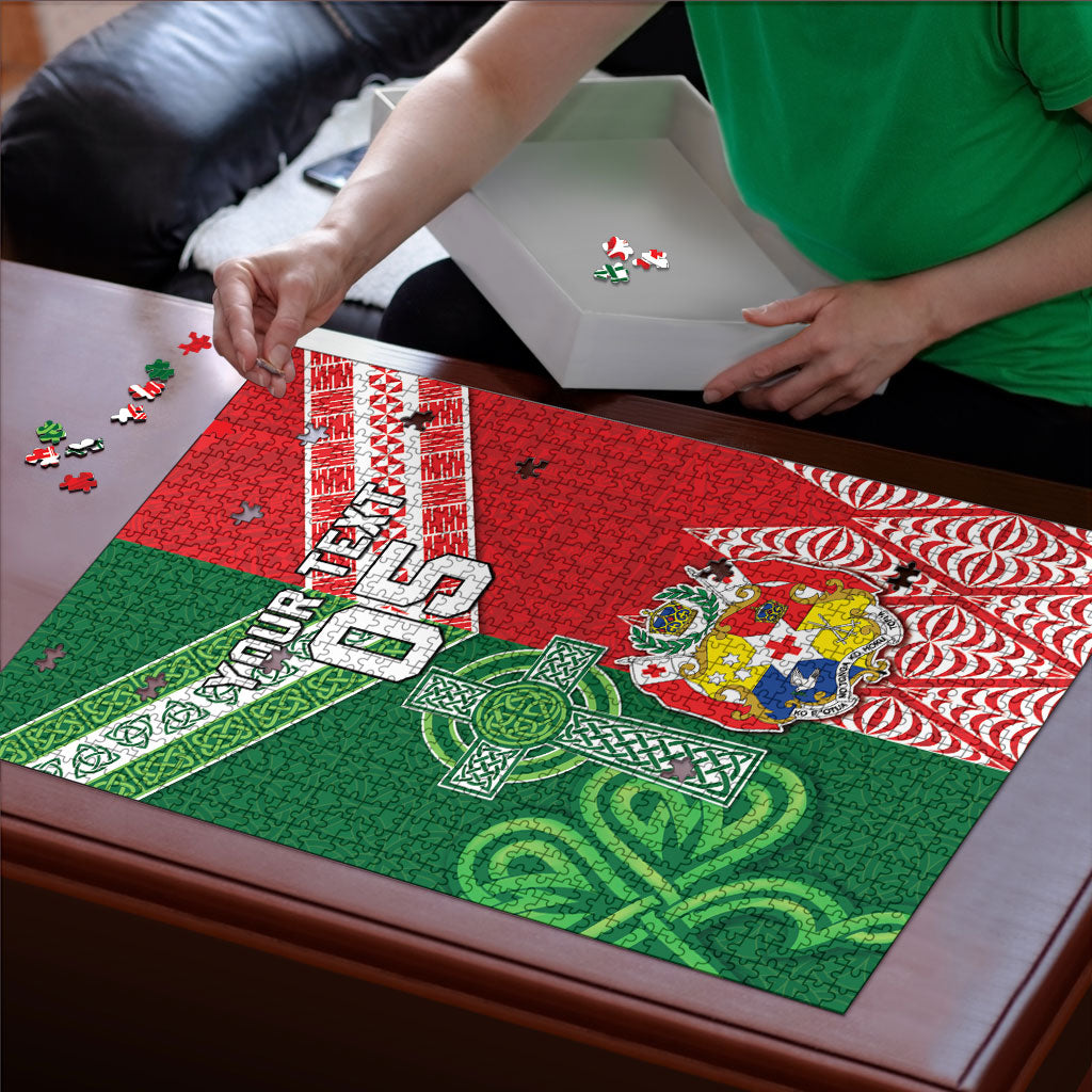 Tonga Ireland Rugby Custom Puzzle Ikale Tahi With Shamrocks Together