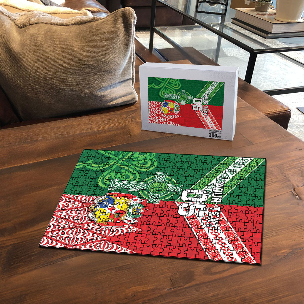 Tonga Ireland Rugby Custom Puzzle Ikale Tahi With Shamrocks Together