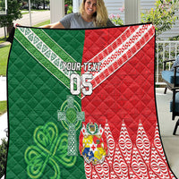 Tonga Ireland Rugby Custom Quilt Ikale Tahi With Shamrocks Together