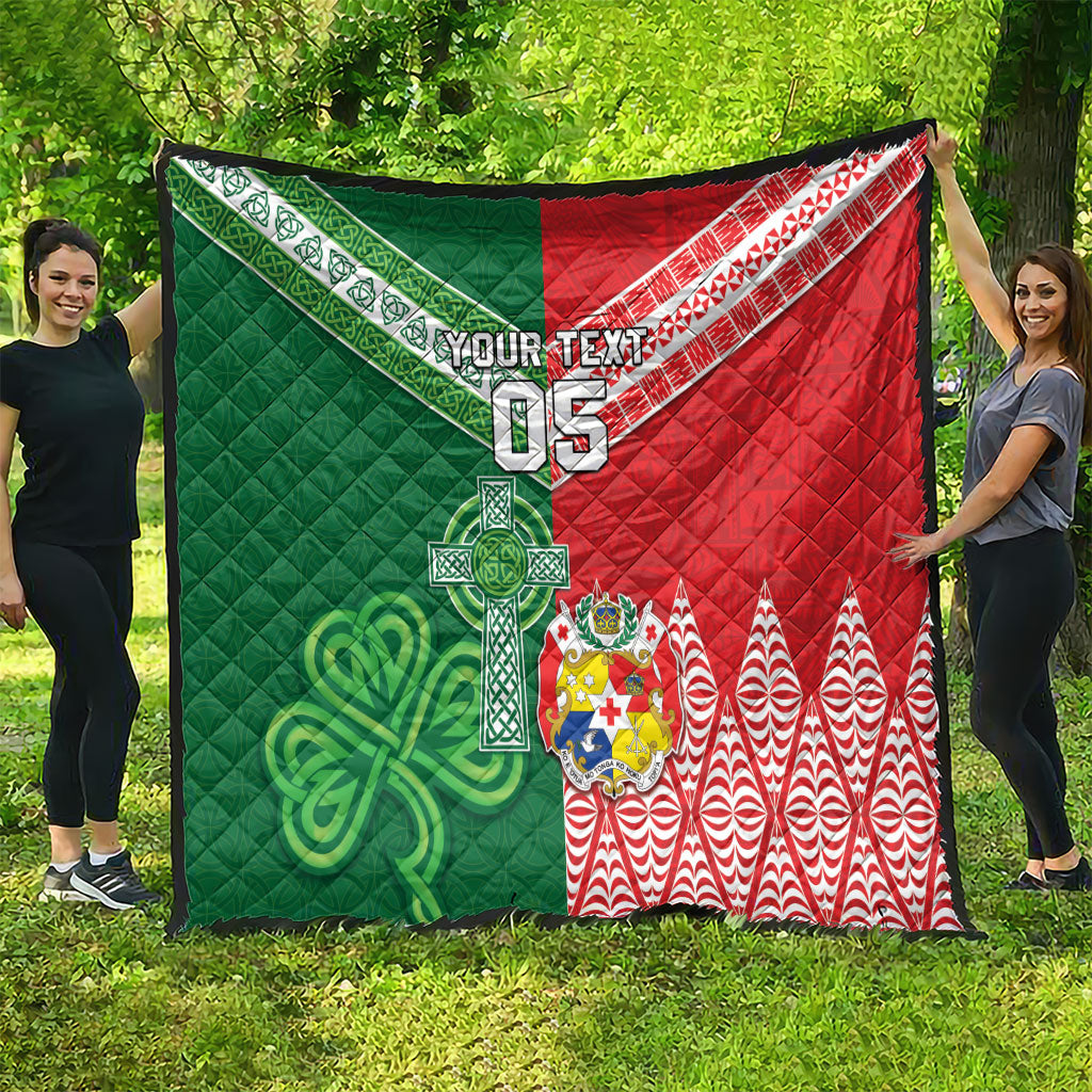Tonga Ireland Rugby Custom Quilt Ikale Tahi With Shamrocks Together