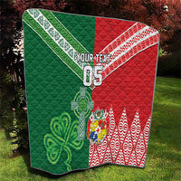 Tonga Ireland Rugby Custom Quilt Ikale Tahi With Shamrocks Together