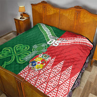 Tonga Ireland Rugby Custom Quilt Ikale Tahi With Shamrocks Together