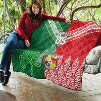 Tonga Ireland Rugby Custom Quilt Ikale Tahi With Shamrocks Together