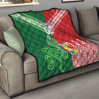 Tonga Ireland Rugby Custom Quilt Ikale Tahi With Shamrocks Together