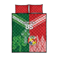 Tonga Ireland Rugby Custom Quilt Bed Set Ikale Tahi With Shamrocks Together