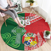 Tonga Ireland Rugby Custom Round Carpet Ikale Tahi With Shamrocks Together