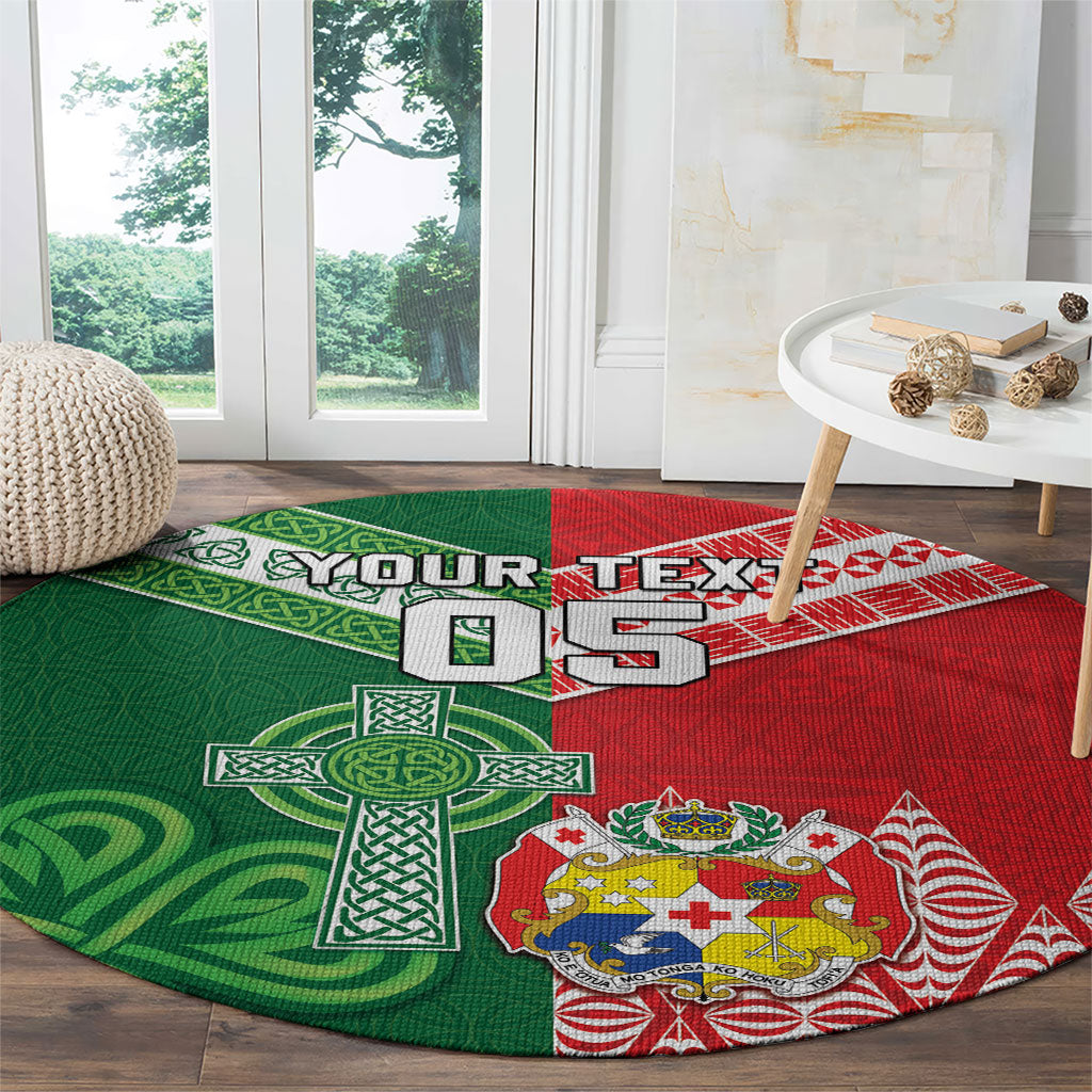 Tonga Ireland Rugby Custom Round Carpet Ikale Tahi With Shamrocks Together