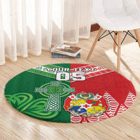 Tonga Ireland Rugby Custom Round Carpet Ikale Tahi With Shamrocks Together