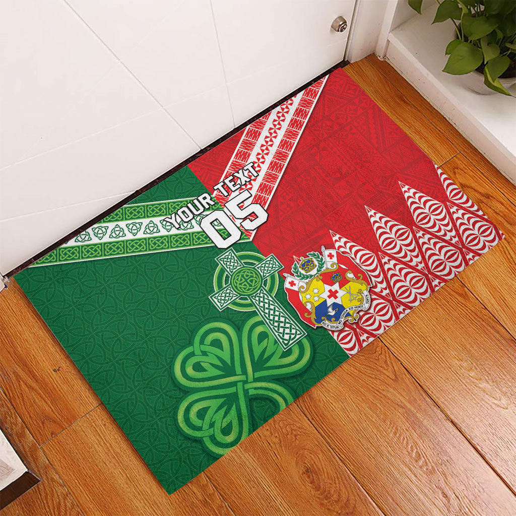 Tonga Ireland Rugby Custom Rubber Doormat Ikale Tahi With Shamrocks Together