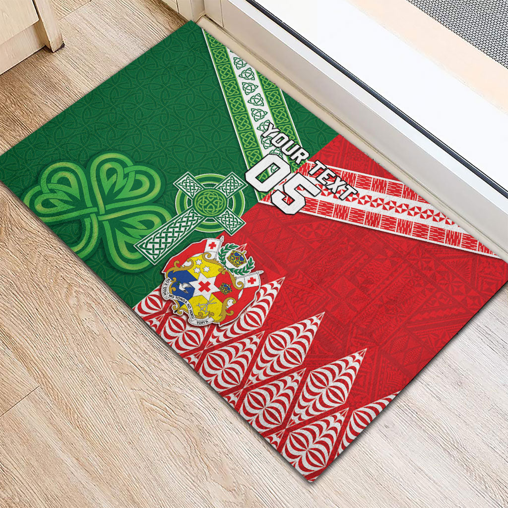 Tonga Ireland Rugby Custom Rubber Doormat Ikale Tahi With Shamrocks Together