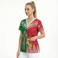 Tonga Ireland Rugby Custom Scrub Top Ikale Tahi With Shamrocks Together
