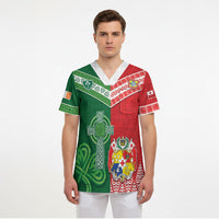 Tonga Ireland Rugby Custom Scrub Top Ikale Tahi With Shamrocks Together