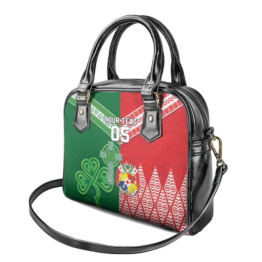 Tonga Ireland Rugby Custom Shoulder Handbag Ikale Tahi With Shamrocks Together